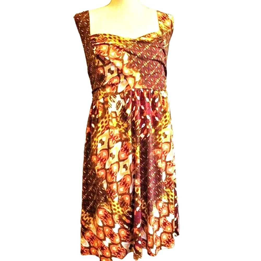 Necessary Objects Earth & Jewel Tone Dress A-Line Fit & Flare Skirt Retro Chic